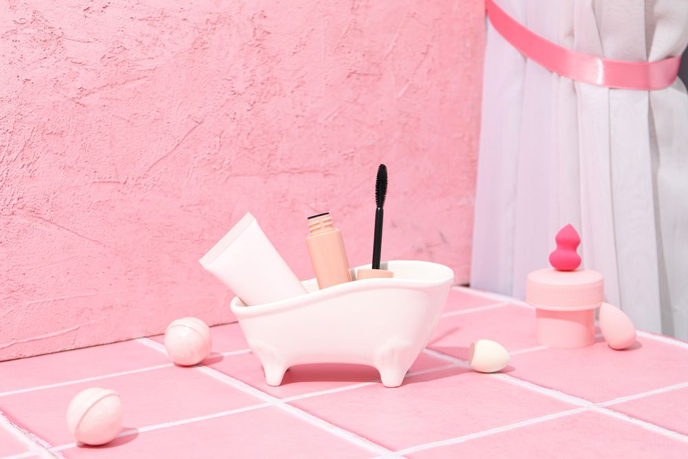 Concept of cosmetic and beauty care accessories