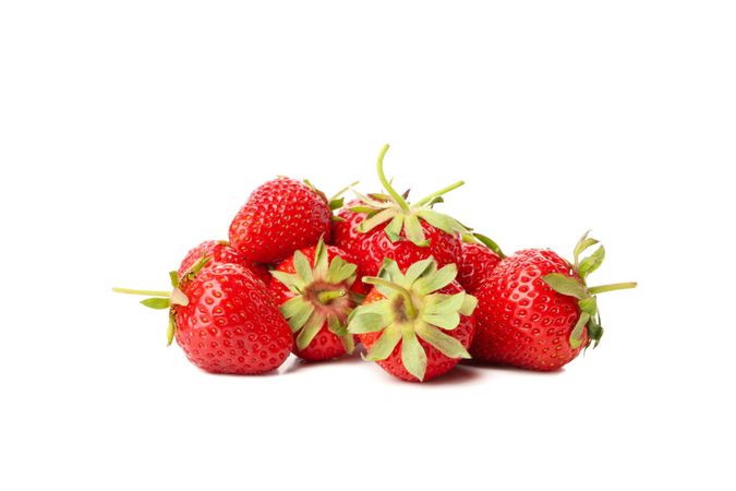 Tasty red strawberry isolated on plain background. Summer berry