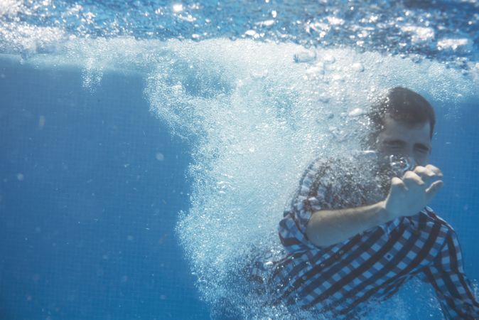 Man swimming underwater