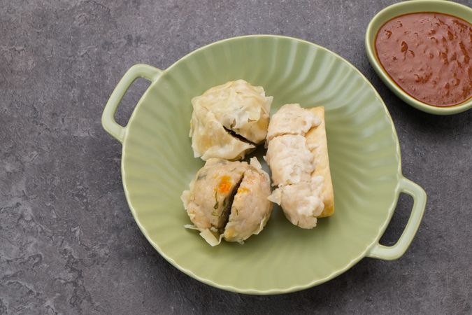 Indonesian traditional street food with peanut sauce.