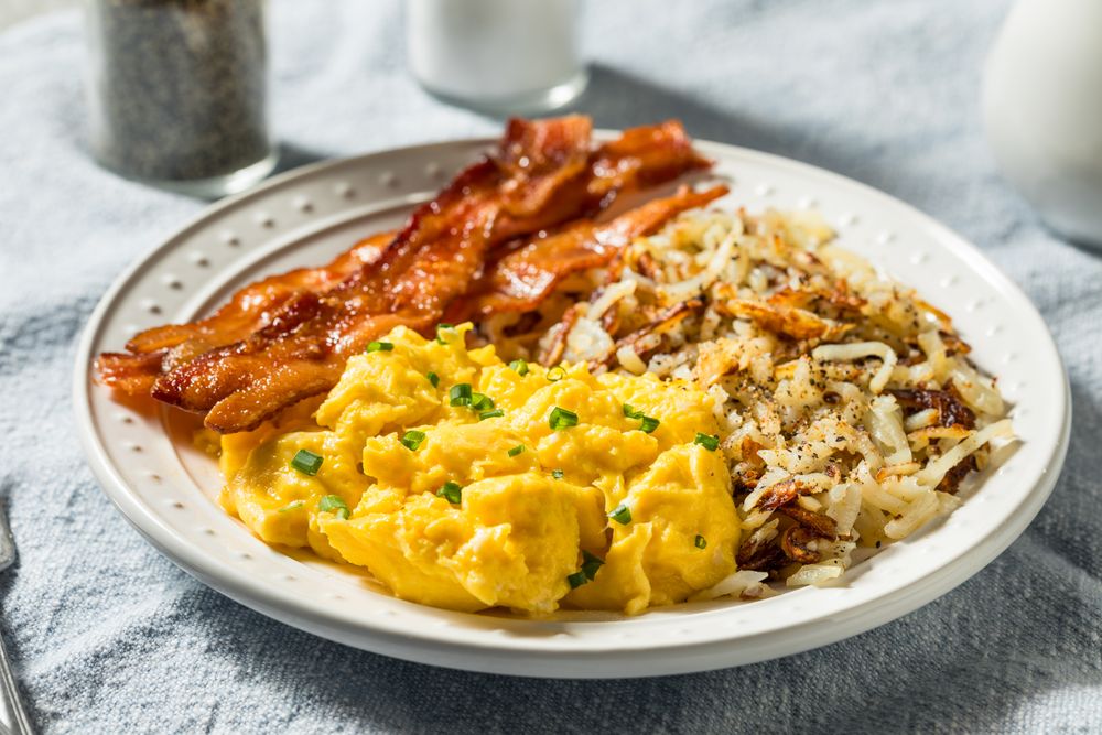 Healthy Homemade American Bacon Egg and Hashbrown Breakfast