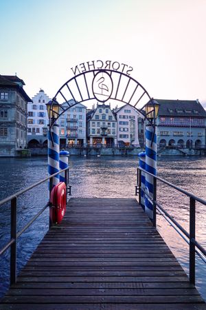 Pier for ferry on the River Limmat