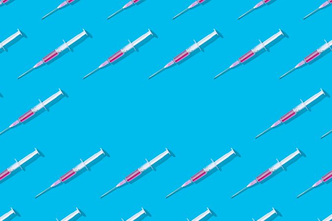 Pattern of syringes with blood in vial