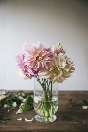 Bunch of flowers in vase on table