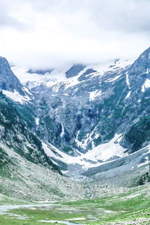 Snowy valley in Kumrat Valley Pakistan, vertical composition