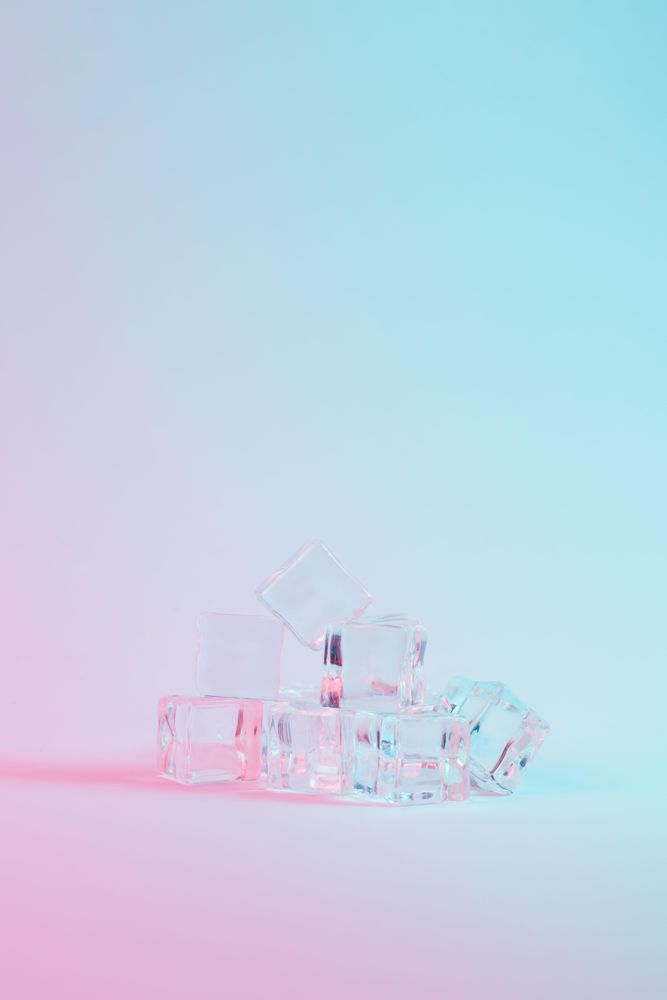 Ice cubes in vibrant bold gradient holographic colors