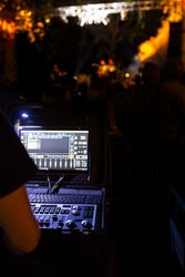 Sound mixer during a night concert