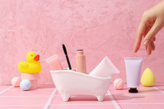 Concept of cosmetic and beauty care accessories