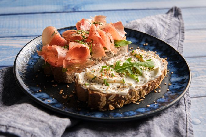 Appetizing fresh bruschetta served on plate