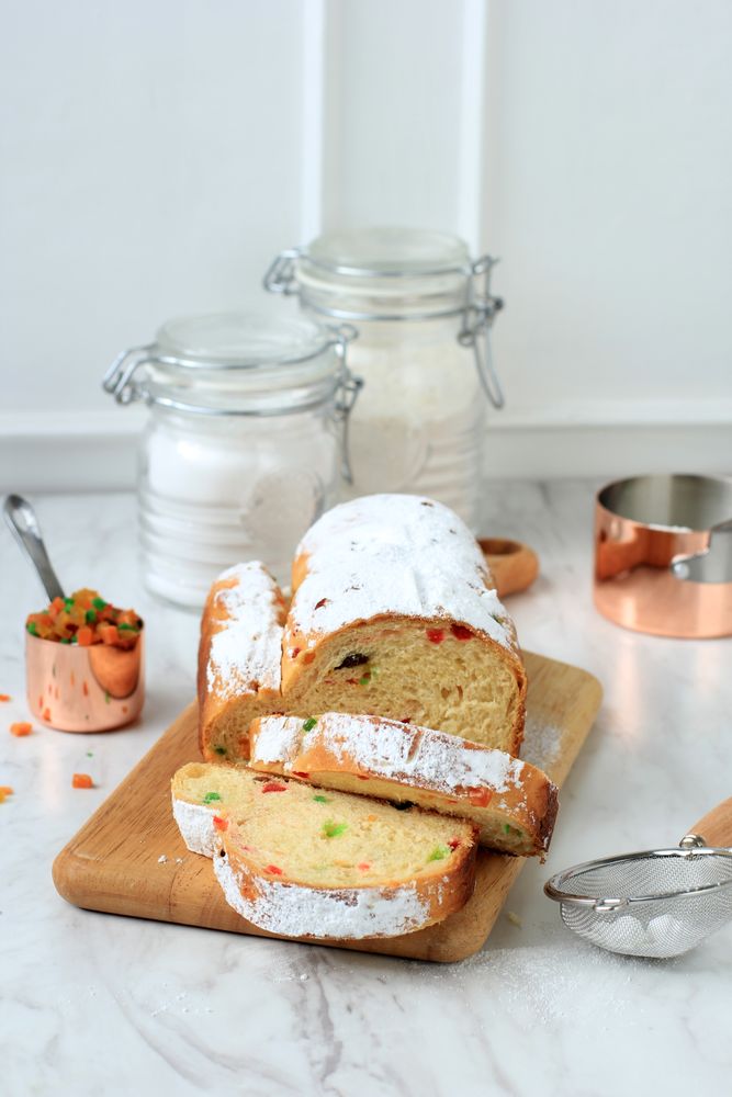 Christmas Stollen on light Background