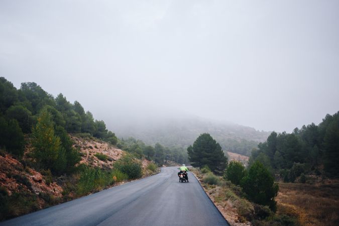 Motorcycle on mountainous road