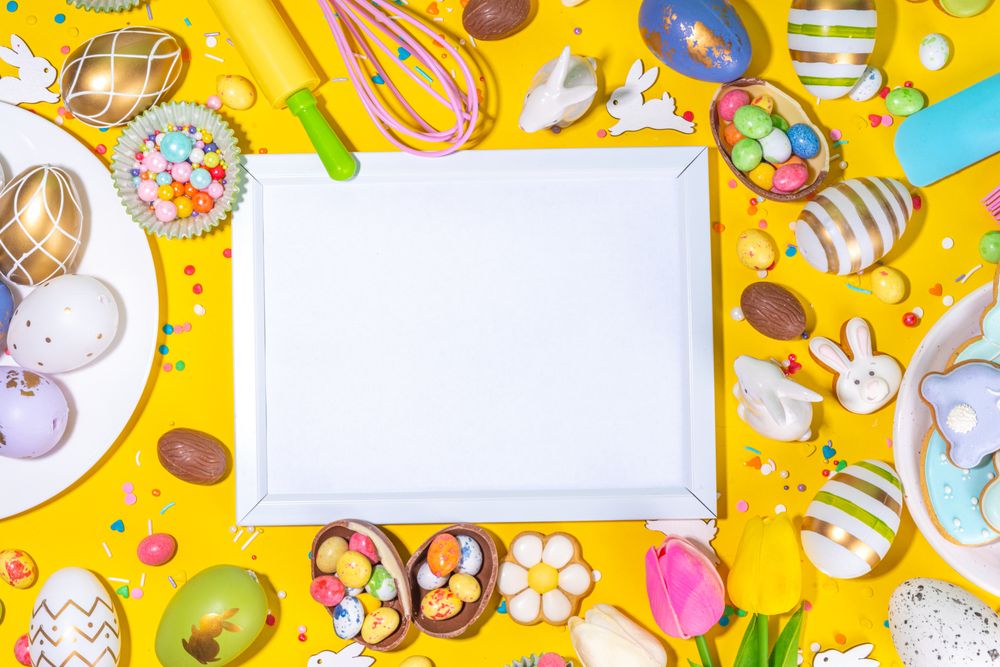 High-colored Easter baking background