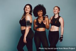 Diverse group of women in workout clothing bxPWXb