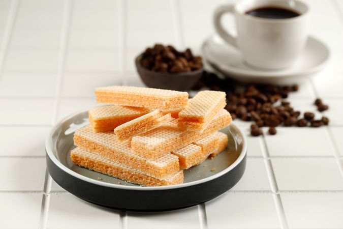 Wafer snack served with coffee