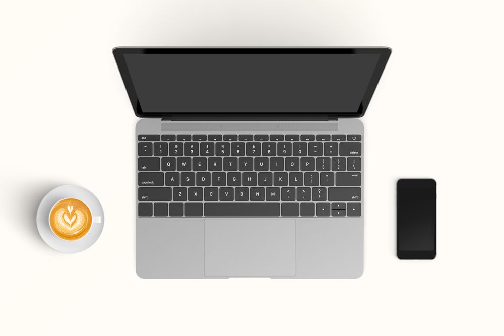 Modern workspace with  copy space on color background