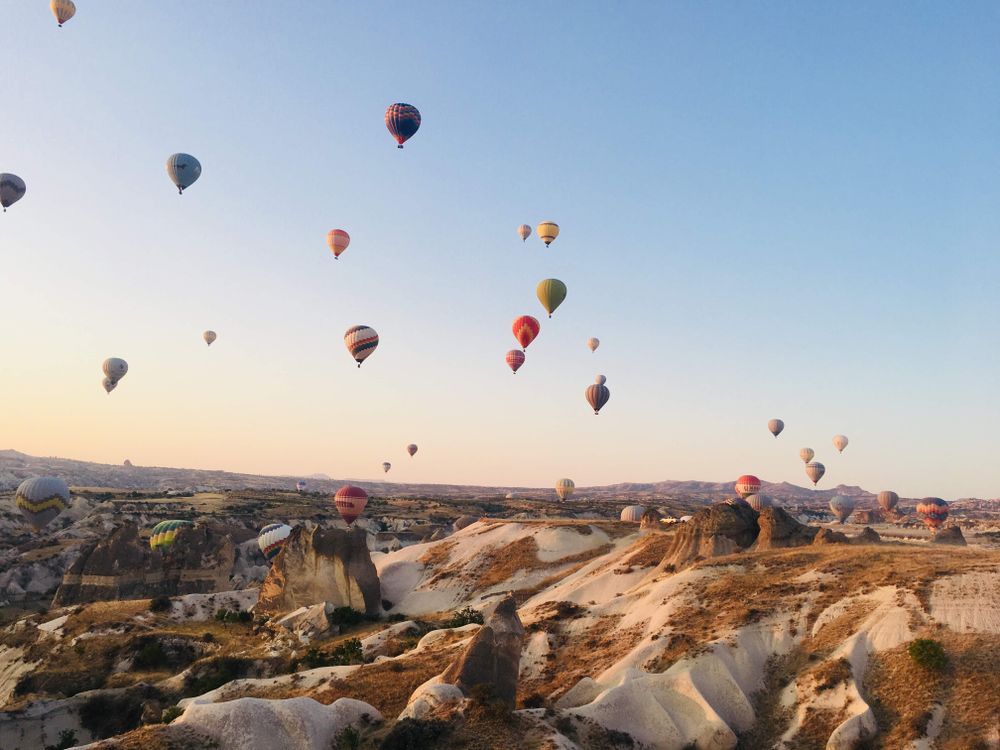 Hot air balloons in the sky