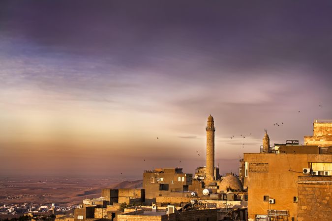 City skyline of Mardin, Turkey at night