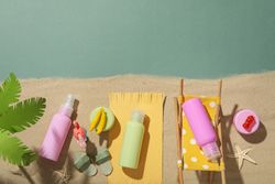 The concept of summer holidays, a place to rest on the beach.