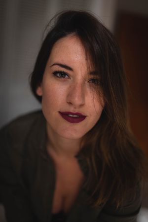 Woman in moody room