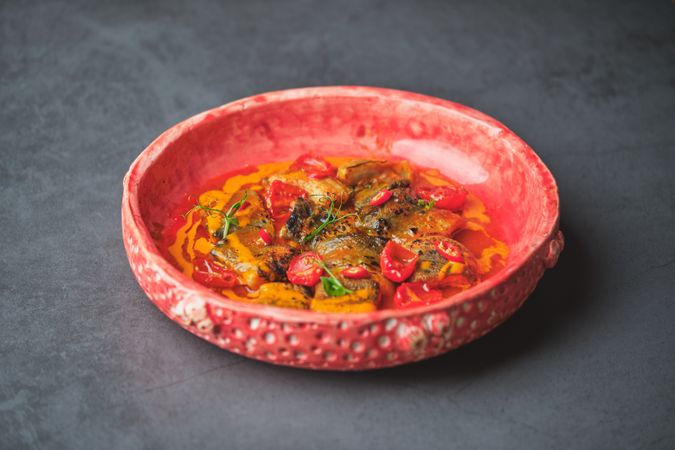 Eel in sauce with chili pepper