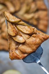 Close-up of a slice of apple tart