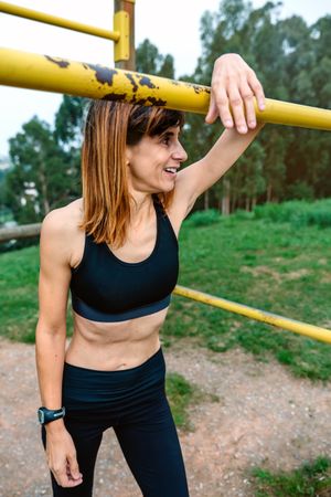 Tired athlete woman after training