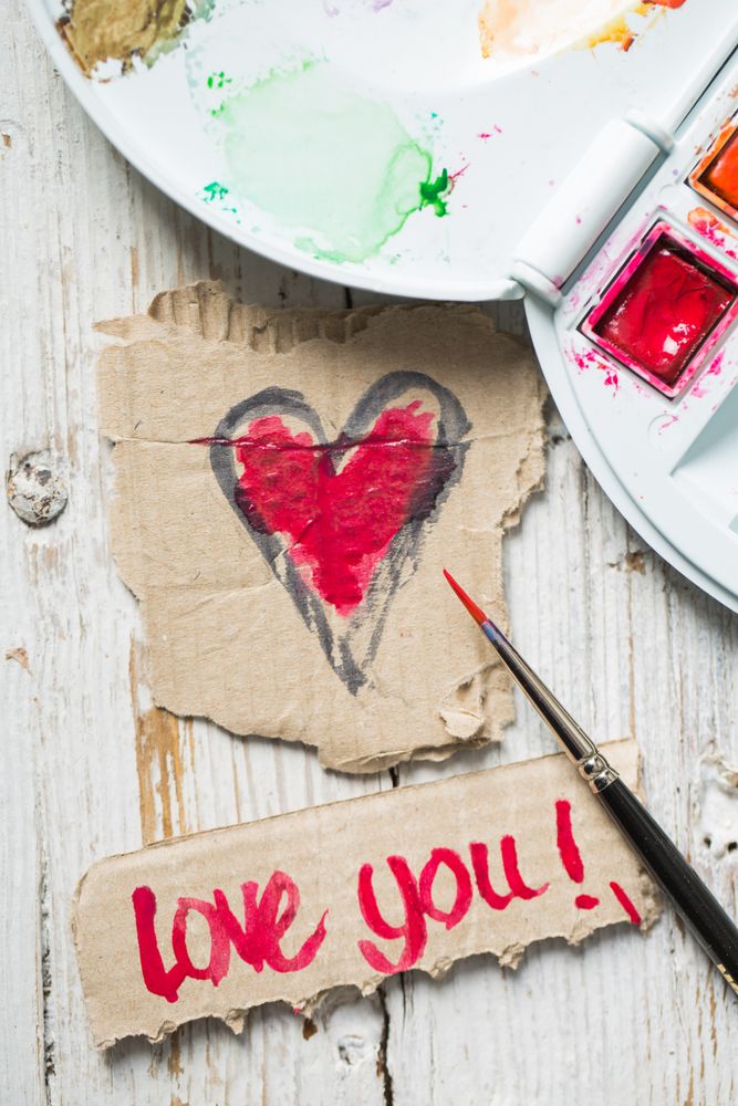 Love symbols hand painted in watercolor
