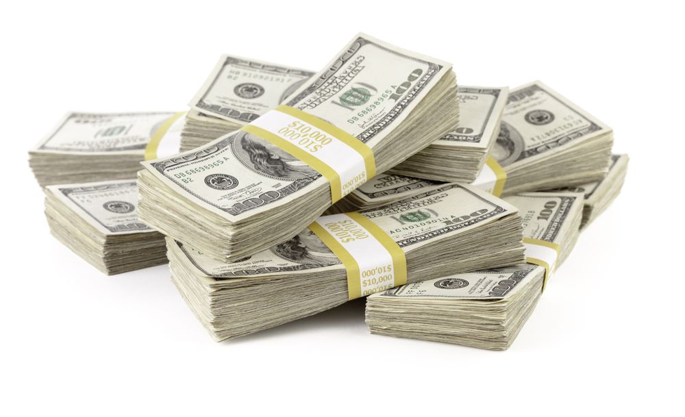 Ten Thousand Dollar Stacks of One Hundred Dollar Bills