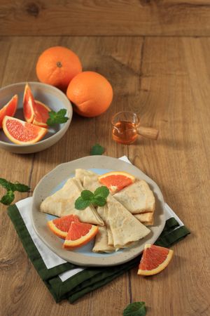 Traditional French Crepe Suzette with Orange and Honey Sauce