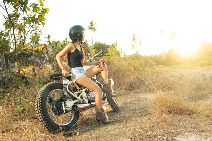 female on motorbike