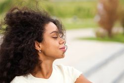 Side view portrait of Black female