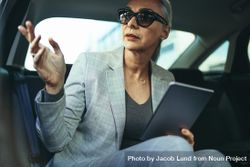 Female business executive traveling by a car bDZZp5
