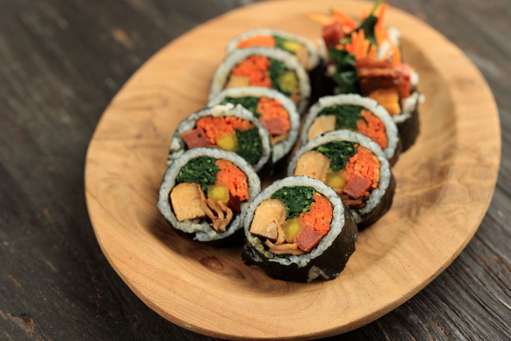 Close-up of a Plate of Kimbap, a Popular Korean dish