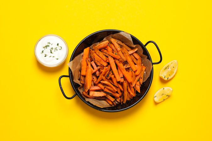 Concept of tasty food - sweet potato fries