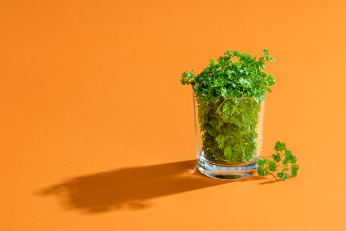 Parsley greens in a glass
