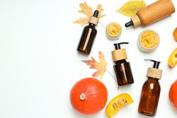 Skincare and face care in fall season - pumpkin cosmetic