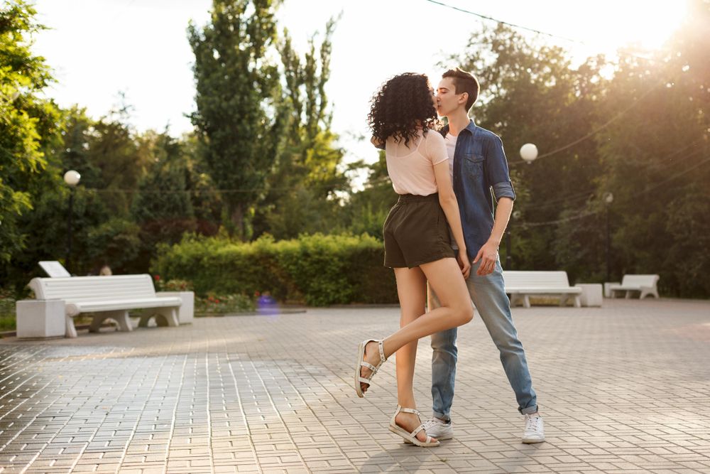 Cute teenage couple in love