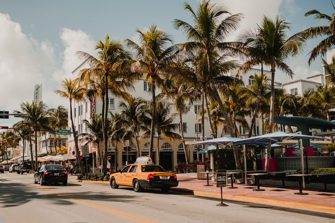 MIAMI, USA - November 13, 2018: View of beautiful city street