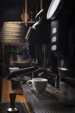 Barista making coffee using a coffee maker