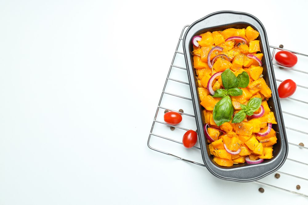 Concept of tasty homemade dish - baked pumpkin