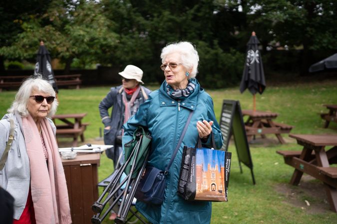 Older woman leaving park