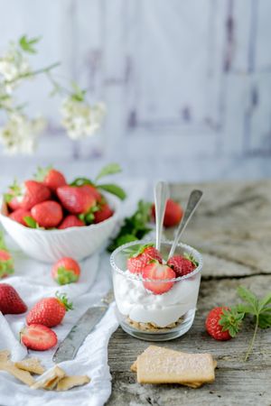 Dessert of ripe strawberries