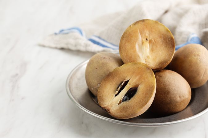 Buah Sawo or Sapodilla Fruit (Manilkara zapota).