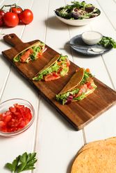 Board with vegan tacos