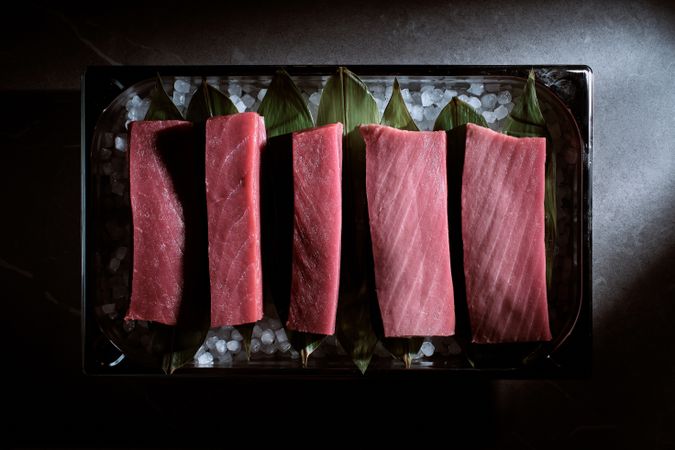 Delicious fresh bluefin tuna loin portions
