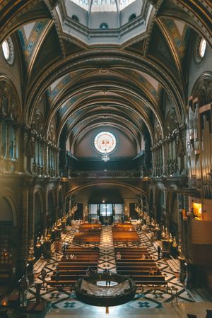 Beautiful view of old Christian cathedral interior
