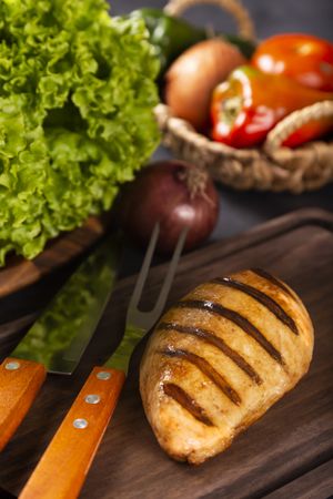 Tasty grilled chicken with salad.