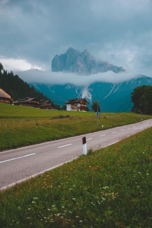Summer landscape in the Dolomites in cloudy weather