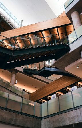 Modern stairways going up in spacious building