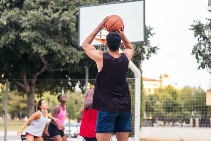 Friends Enjoying Basketball Together
